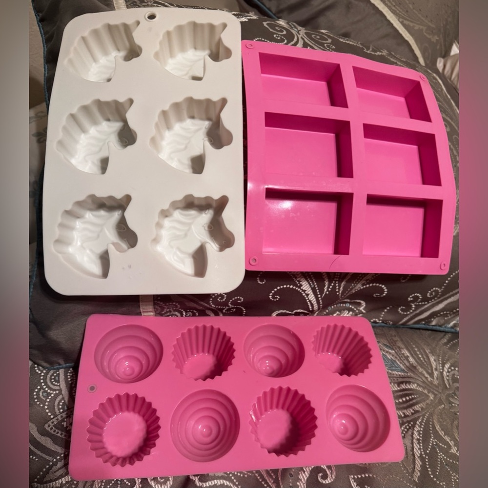 Pink and White Silicone Soap or Baking Molds